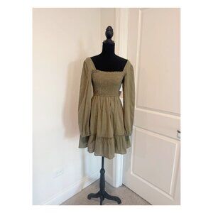 Alter’d State XS NWT Sage Green Smocked Babydoll Dress